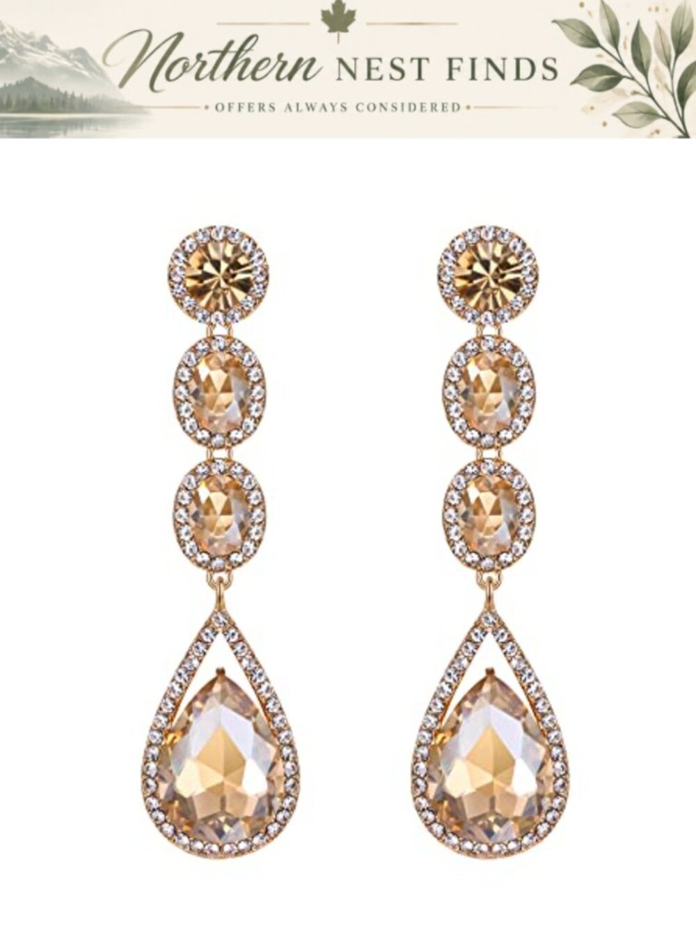 Austrian Crystal Teardrop Chandelier Dangle Earrings Wedding Bridal